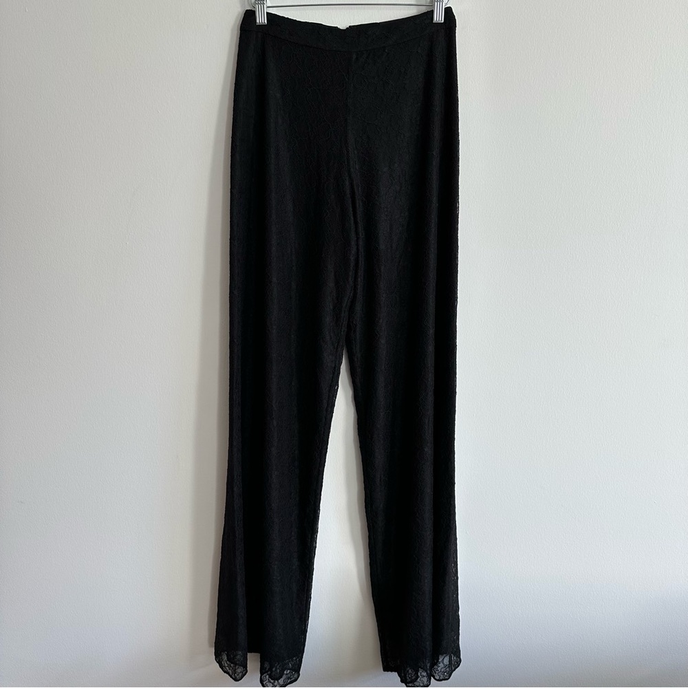 ALICE + OLIVIA High Waist Lace Wide Leg Pants in Black  | Size 2